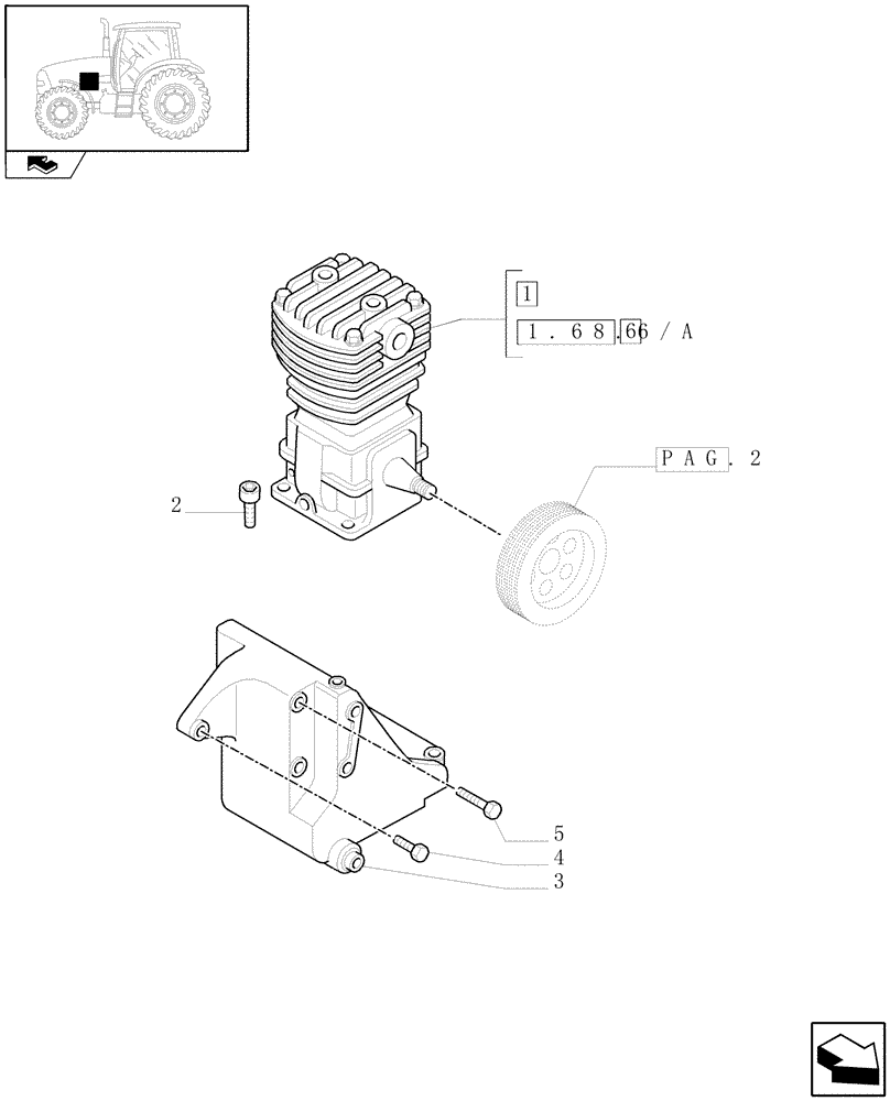 Схема запчастей Case IH PUMA 155 - (1.68.6[01]) - PNEUMATIC TRAILER BRAKE - COMPRESSOR AND SUPPORT (VAR.332727-332737-332739) (05) - REAR AXLE