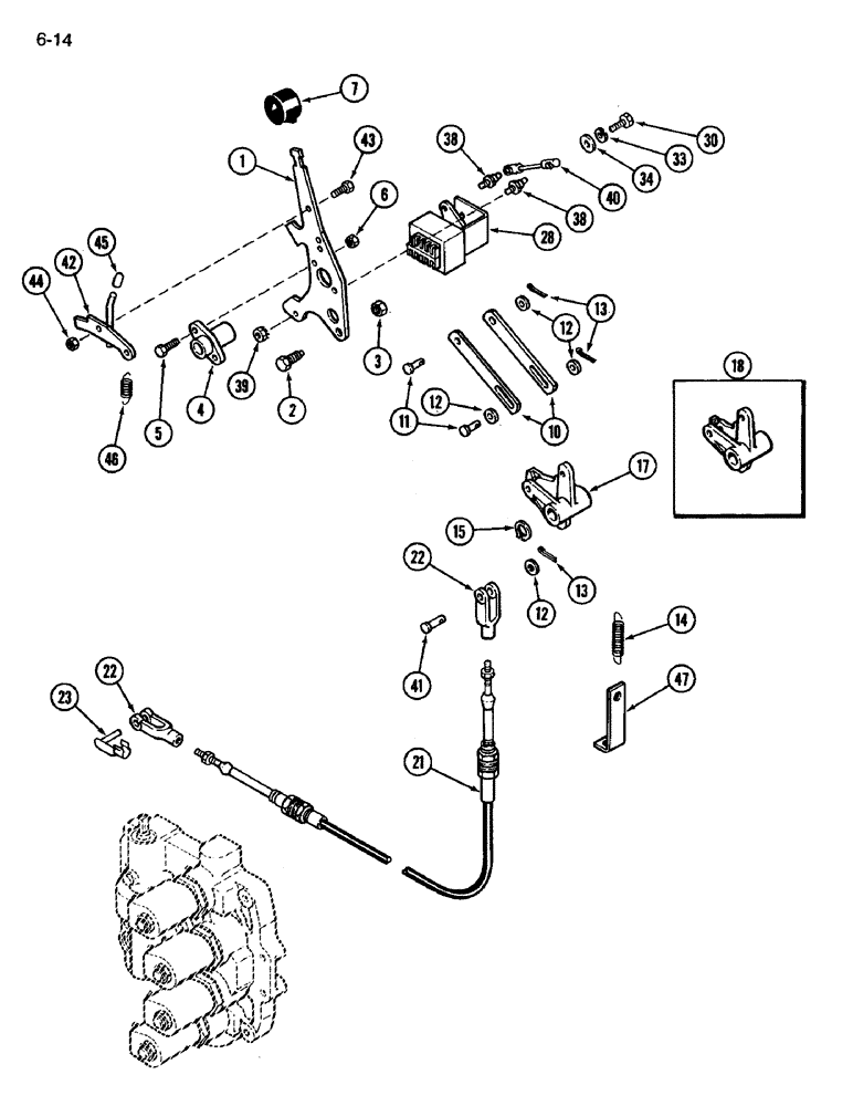 Схема запчастей Case IH 3394 - (6-14) - POWER SHIFT RANGE LINKAGE (06) - POWER TRAIN