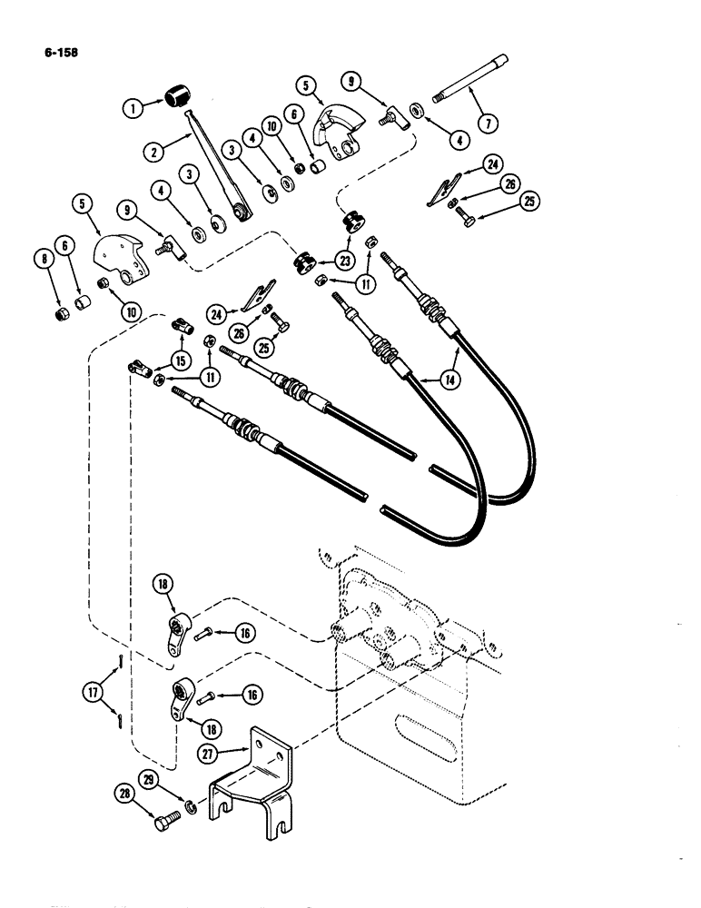 Схема запчастей Case IH 4490 - (6-158) - RANGE SHIFT LINKAGE (06) - POWER TRAIN