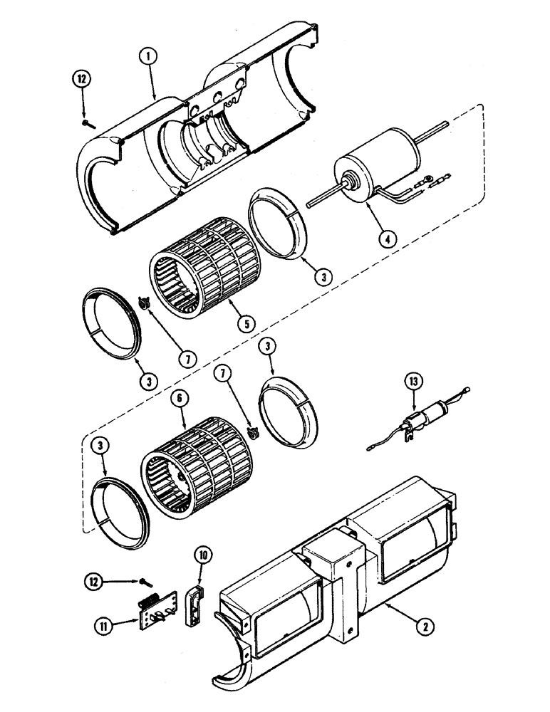 Схема запчастей Case IH 4890 - (9-435A) - CAB, BLOWER ASSEMBLY, WITH 5" (127.0 MM) WIDTH FAN (09) - CHASSIS/ATTACHMENTS