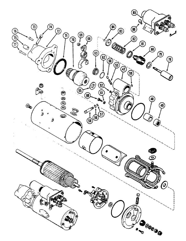 Схема запчастей Case IH 2390 - (4-121C) - A75864 STARTER ASSEMBLY, P.I.N. 9907800 THROUGH 9910732 (04) - ELECTRICAL SYSTEMS