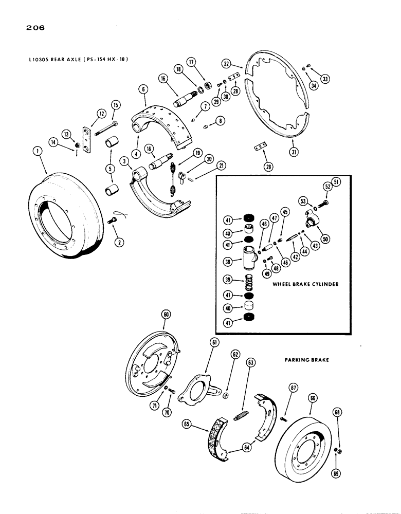 Схема запчастей Case IH 1200 - (206) - L10305 REAR AXLE BRAKES, 19.03 RATIO WITH CARDON JOINT (06) - POWER TRAIN