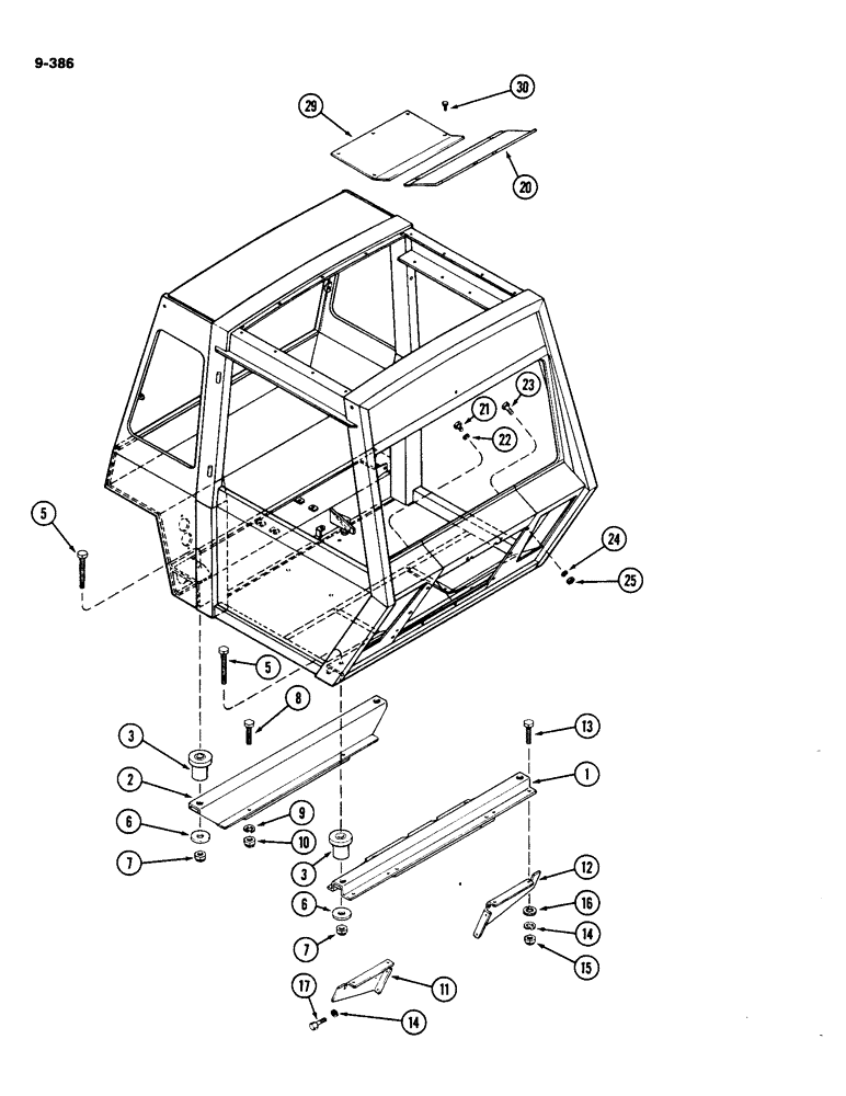 Схема запчастей Case IH 4490 - (9-386) - CAB MOUNTING PARTS (09) - CHASSIS/ATTACHMENTS