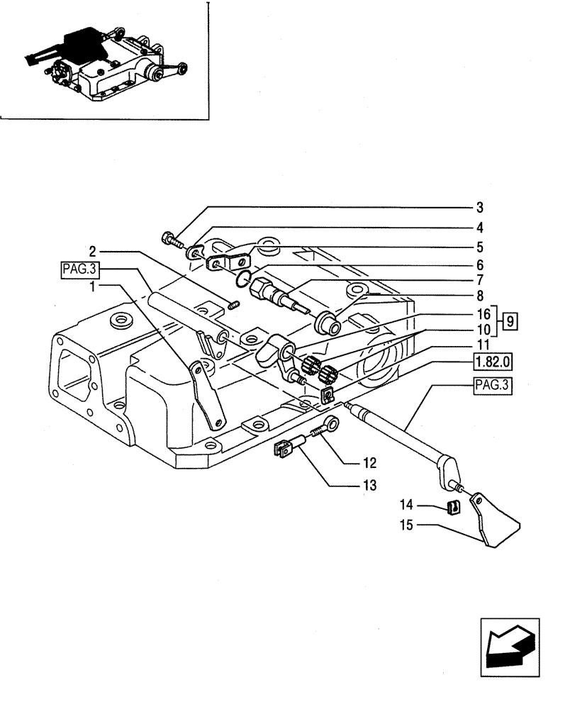 Схема запчастей Case IH JX85 - (1.82.5[05]) - LIFT CONTROLS - TIE-ROD, LEVER AND BEARING (07) - HYDRAULIC SYSTEM