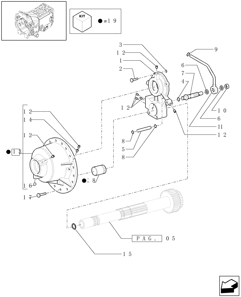 Схема запчастей Case IH PUMA 180 - (1.28.7[01]) - SPEED GEARS AND CLUTCHES - SUPPORT AND MANIFOLD (03) - TRANSMISSION