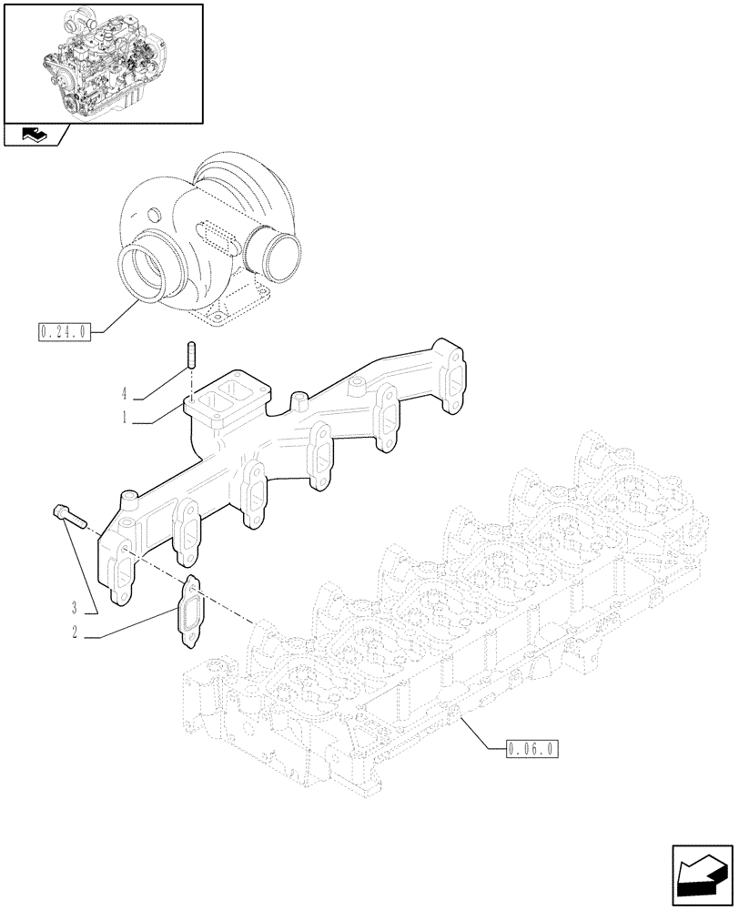 Схема запчастей Case IH F4GE9684C J601 - (0.07.7) - EXHAUST MANIFOLD (2852897) 