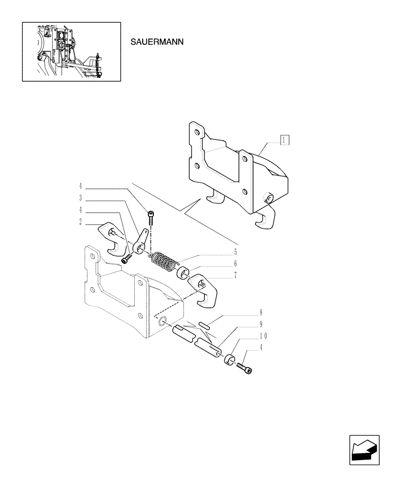 Схема запчастей Case IH JX1085C - (1.89.3/13[05]) - (VAR.929-929/1) PICK UP HITCH AND DRAW BAR (SAUERMANN) (09) - IMPLEMENT LIFT