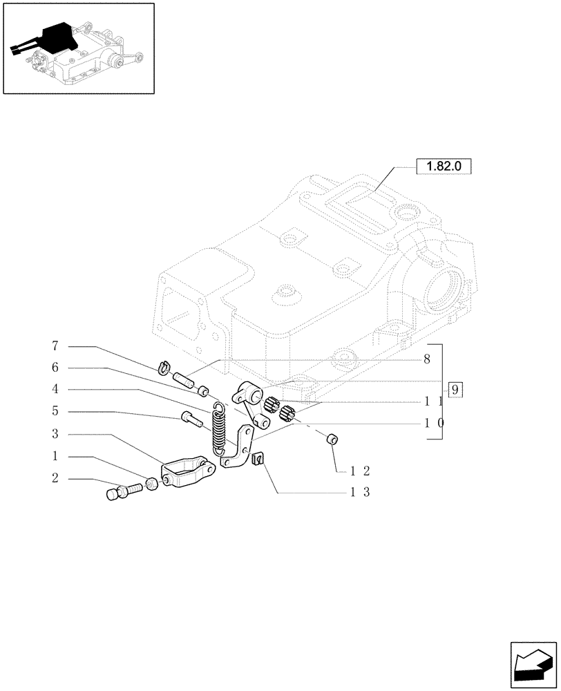 Схема запчастей Case IH MXU115 - (1.82.5/01[04]) - (VAR.061-062-072-783) SUPPLEMENTARY CYLINDERS - LIFT CONTROL PARTS (07) - HYDRAULIC SYSTEM