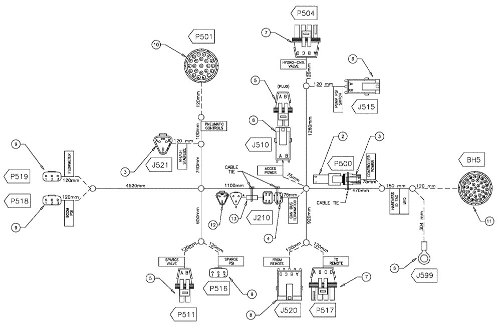 Схема запчастей Case IH 610 - (01-020) - HARNESS, PRODUCT, "SERIAL # 21136 AND LATER" (06) - ELECTRICAL