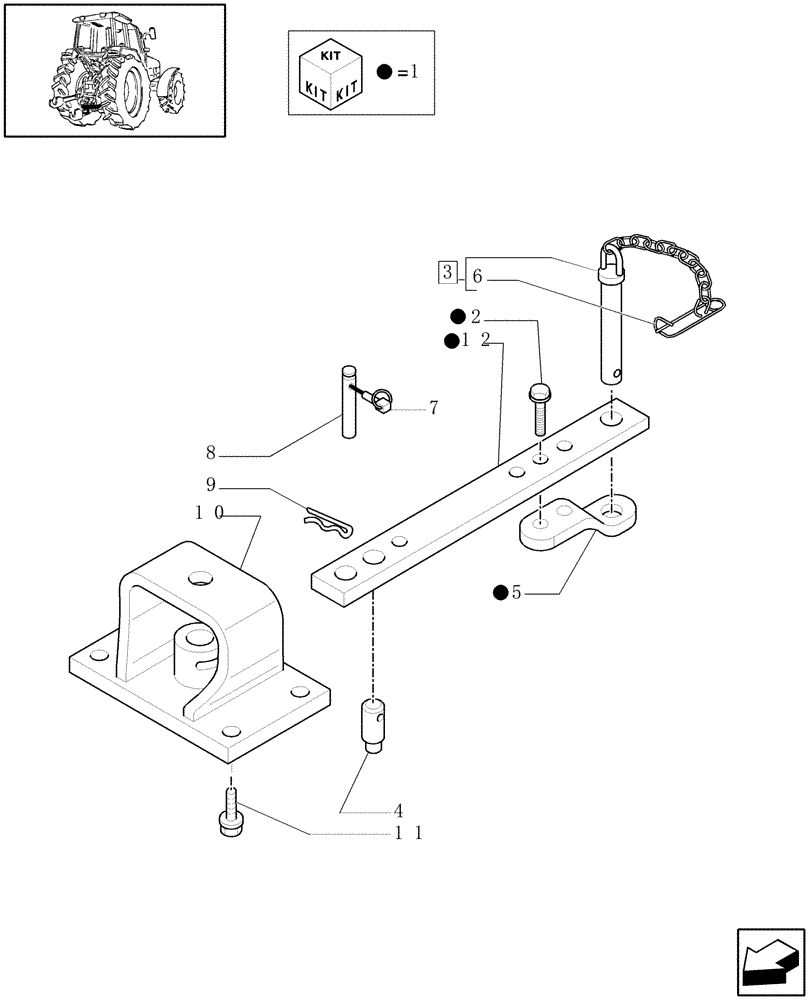 Схема запчастей Case IH PUMA 165 - (1.89.0) - (VAR.907) SWINGING DRAWBAR FOR SLIDER TOW HOOK (09) - IMPLEMENT LIFT