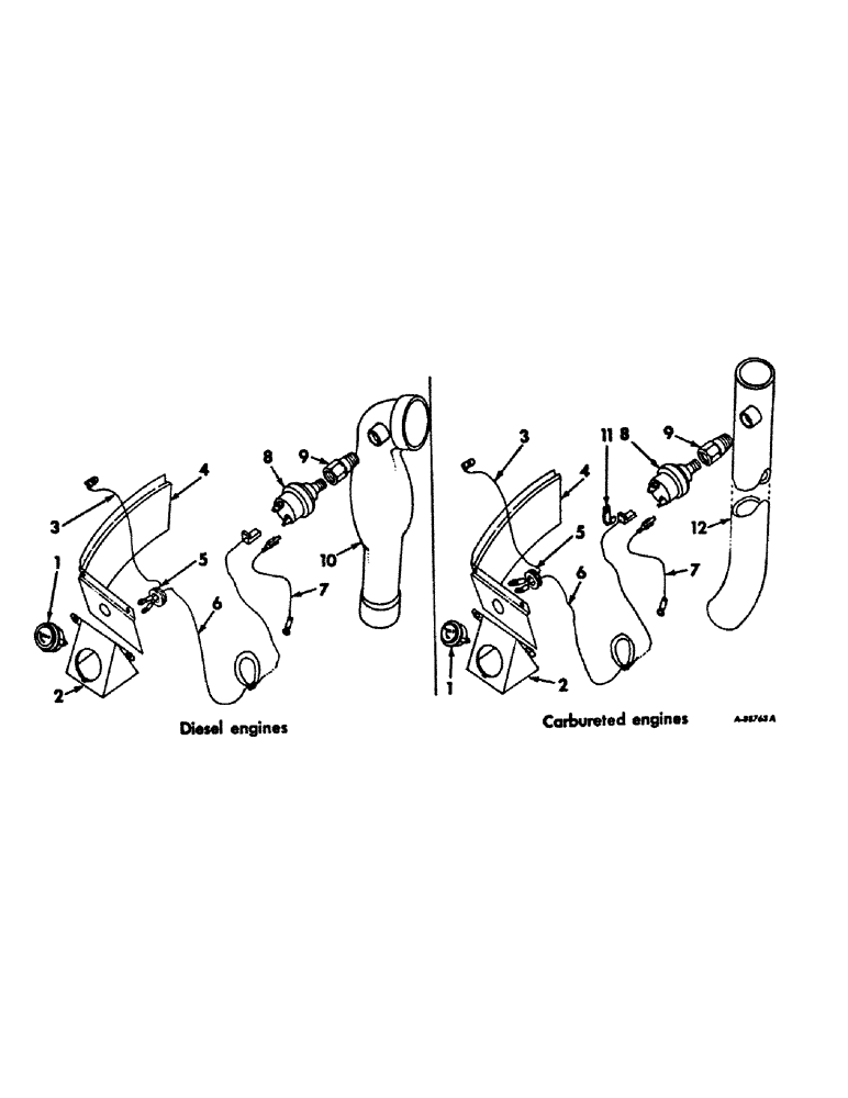 Схема запчастей Case IH 656 - (E-12) - FUEL SYSTEM, ELECTRIC AIR CLEANER INDICATOR, FARMALL TRACTORS (02) - FUEL SYSTEM