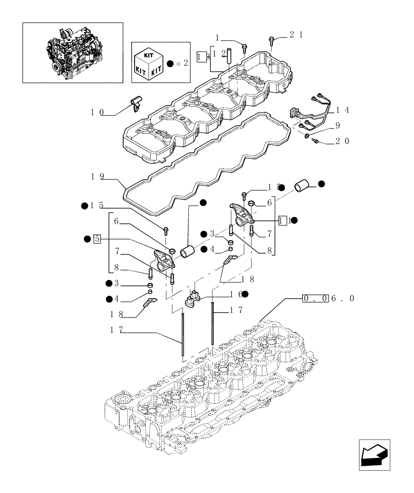 Схема запчастей Case IH PUMA 210 - (0.06.6) - ROCKER SHAFT (01) - ENGINE