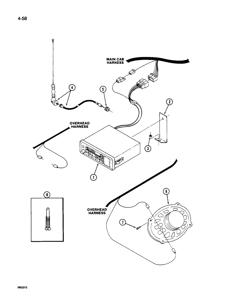 Схема запчастей Case IH 9240 - (4-058) - RADIO AND SPEAKERS (04) - ELECTRICAL SYSTEMS