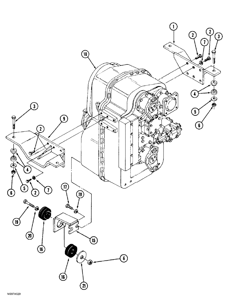 Схема запчастей Case IH 9380 QUADTRAC - (6-002) - TRANSMISSION MOUNTING, POWER SHIFT TRACTOR (06) - POWER TRAIN