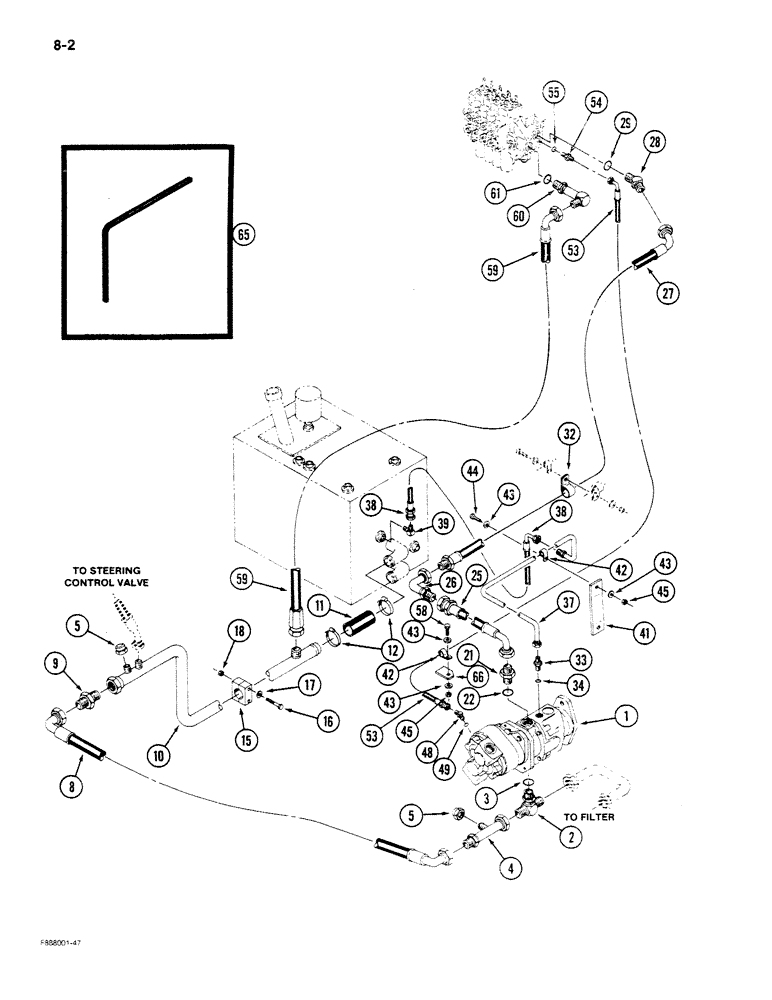 Схема запчастей Case IH STEIGER - (8-002) - HYDRAULIC SYSTEM, PUMP TO CONTROL VALVE (08) - HYDRAULICS