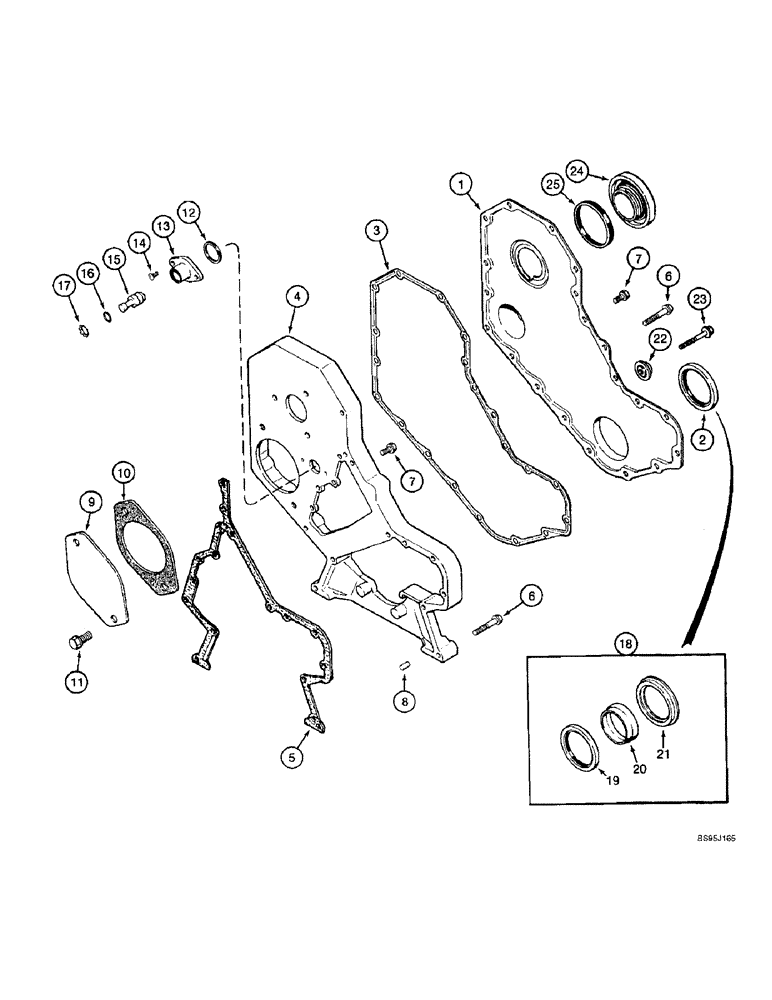 Схема запчастей Case IH 2144 - (2-22) - FRONT GEAR COVER, 6TA-590 ENGINE, PRIOR TO COMBINE S/N JJC0173150 (01) - ENGINE