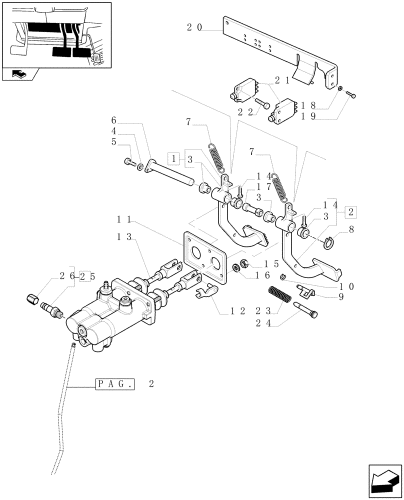 Схема запчастей Case IH PUMA 155 - (1.95.0[01]) - BRAKE PEDALS AND BRAKE MASTER CYLINDERS (10) - OPERATORS PLATFORM/CAB