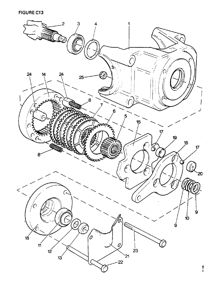 Схема запчастей Case IH 1410 - (C13-1) - GEARBOX, TRANSMISSION BRAKE, 1412G Gearbox