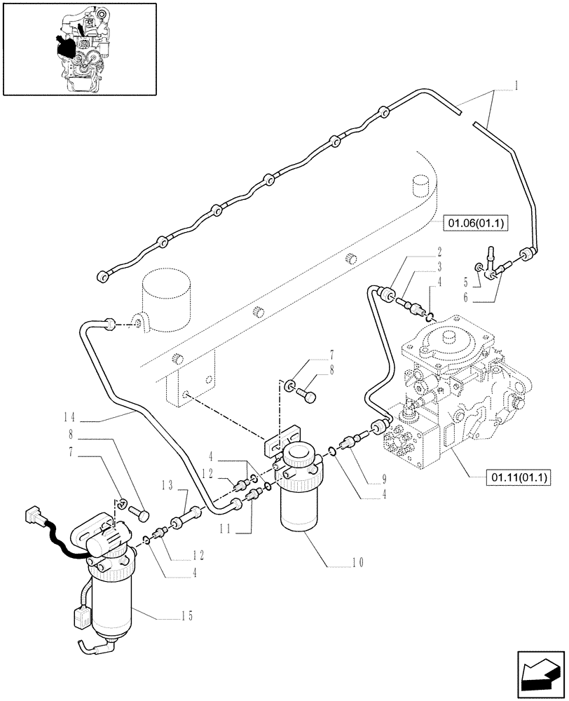 Схема запчастей Case IH WDX2302 - (01.11[01.2]) - FUEL SYSTEM (01) - ENGINE