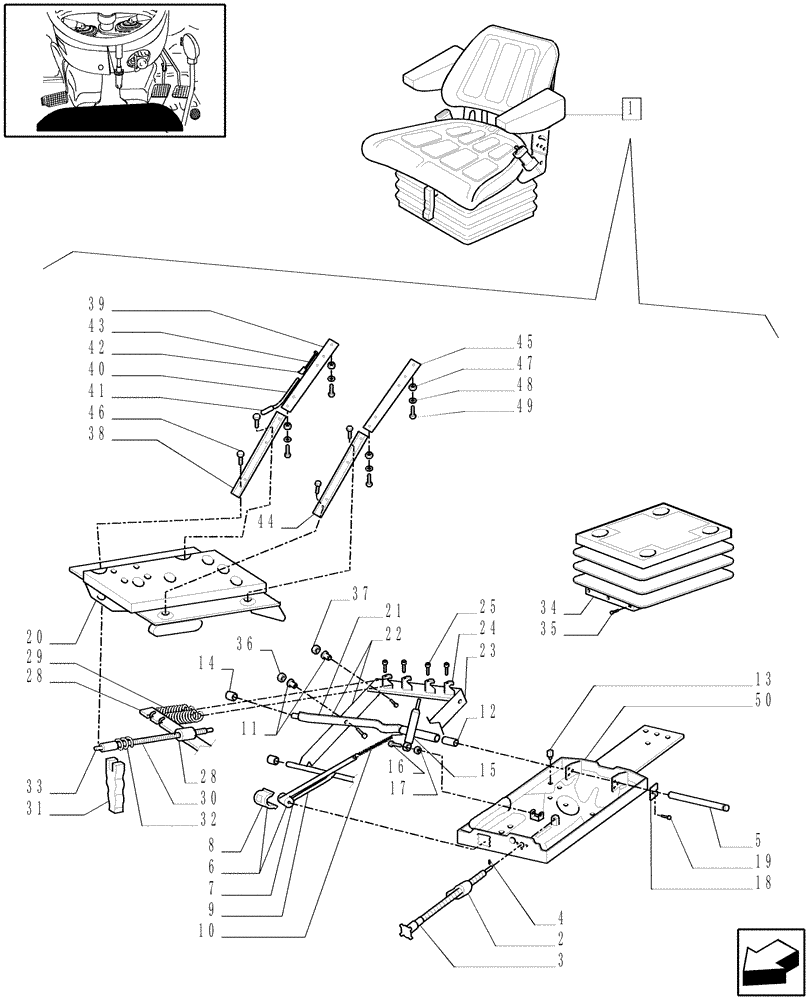 Схема запчастей Case IH JX80 - (1.93.3/05C[02]) - (VAR.956) DELUXE VINYL SEAT WITH BELTS, SUPPORT, SAFETY SWITCH AND COMPONENT PARTS - D5652 - C5662 (10) - OPERATORS PLATFORM/CAB