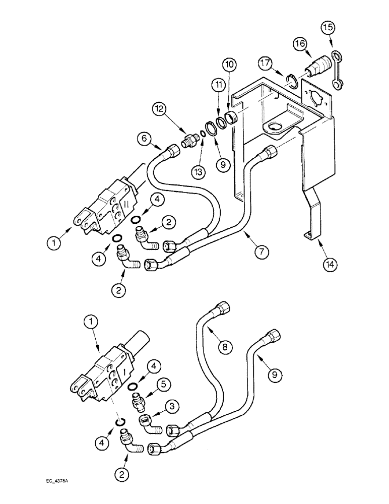 Схема запчастей Case IH 3220 - (8-032) - REMOTE AUXILIARY VALVES, 1ST, 2ND AND 3RD BANK TUBES AND COUPLINGS WITH CAB (08) - HYDRAULICS