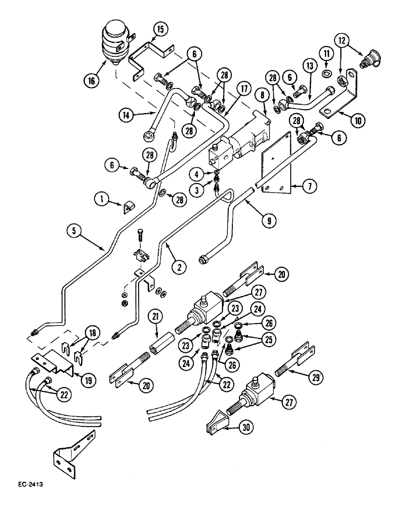 Схема запчастей Case IH 633 - (8-554) - HYDRAULIC TRAILER BRAKE (08) - HYDRAULICS