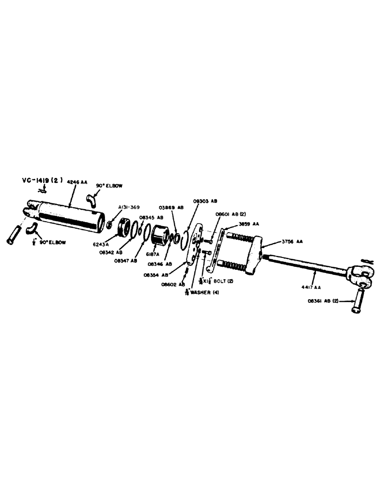 Схема запчастей Case IH VA-SERIES - (146) - B3785AA HYDRAULIC CYLINDER (08) - HYDRAULICS