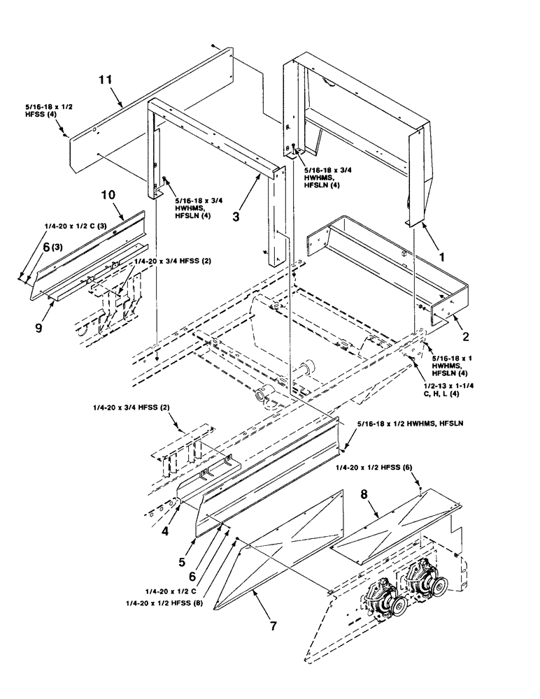 Схема запчастей Case IH 8820 - (9-56) - REAR STYLING AND SHIELDS ASSEMBLY (09) - CHASSIS/ATTACHMENTS