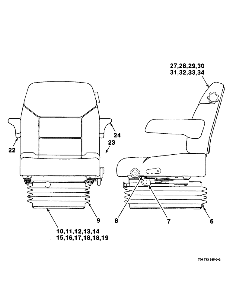 Схема запчастей Case IH 8825HP - (07-26) - SEAT ASSEMBLY, 8825HP, 700713385 SEAT ASSEMBLY, CLOTH, COMPLETE (09) - CHASSIS