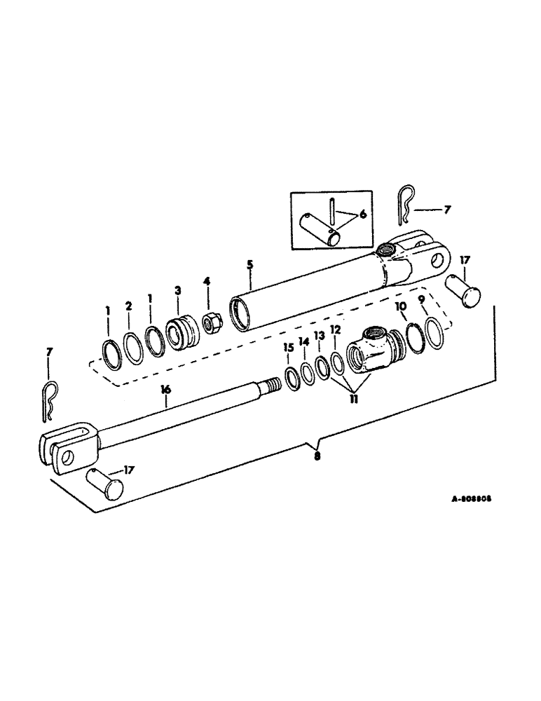 Схема запчастей Case IH 1200 - (P-05) - HYDRAULIC CYLINDER, 2 X 8 IN. DOUBLE ACTING 