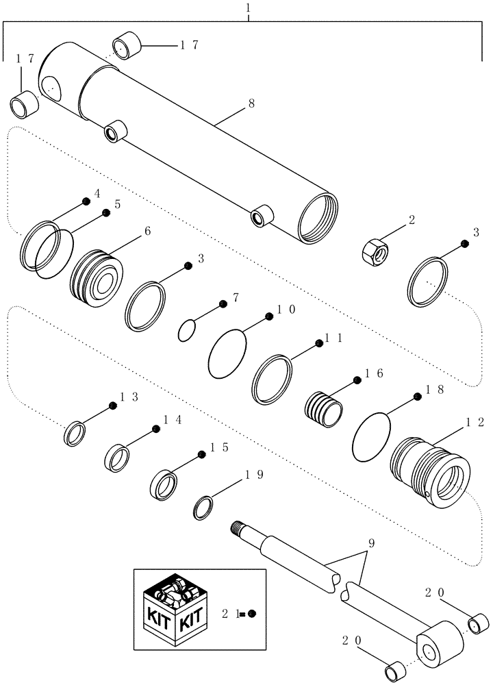 Схема запчастей Case IH LX232 - (08-19) - CYLINDER ASSEMBLY - BUCKET - WITH MECHANICAL SELF-LEVEL - BSN CAE0021635 (08) - HYDRAULICS