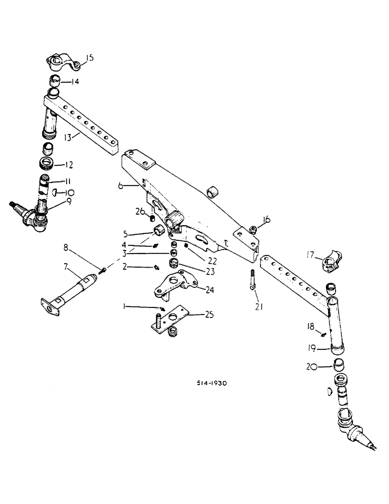 Схема запчастей Case IH 584 - (14-002) - FRONT AXLE, STRAIGHT Suspension