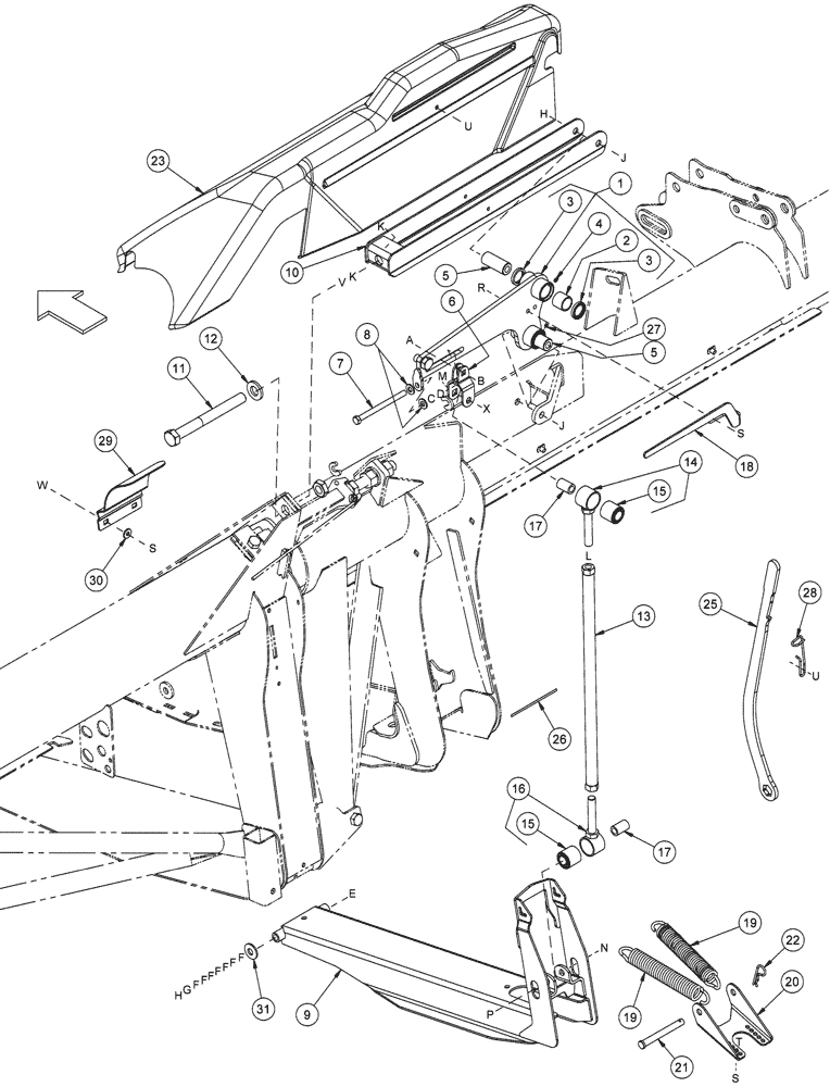 Схема запчастей Case IH 2162 - (09-03) - WING BALANCE LINKAGE - 2162, BSN Y9ZN11201 