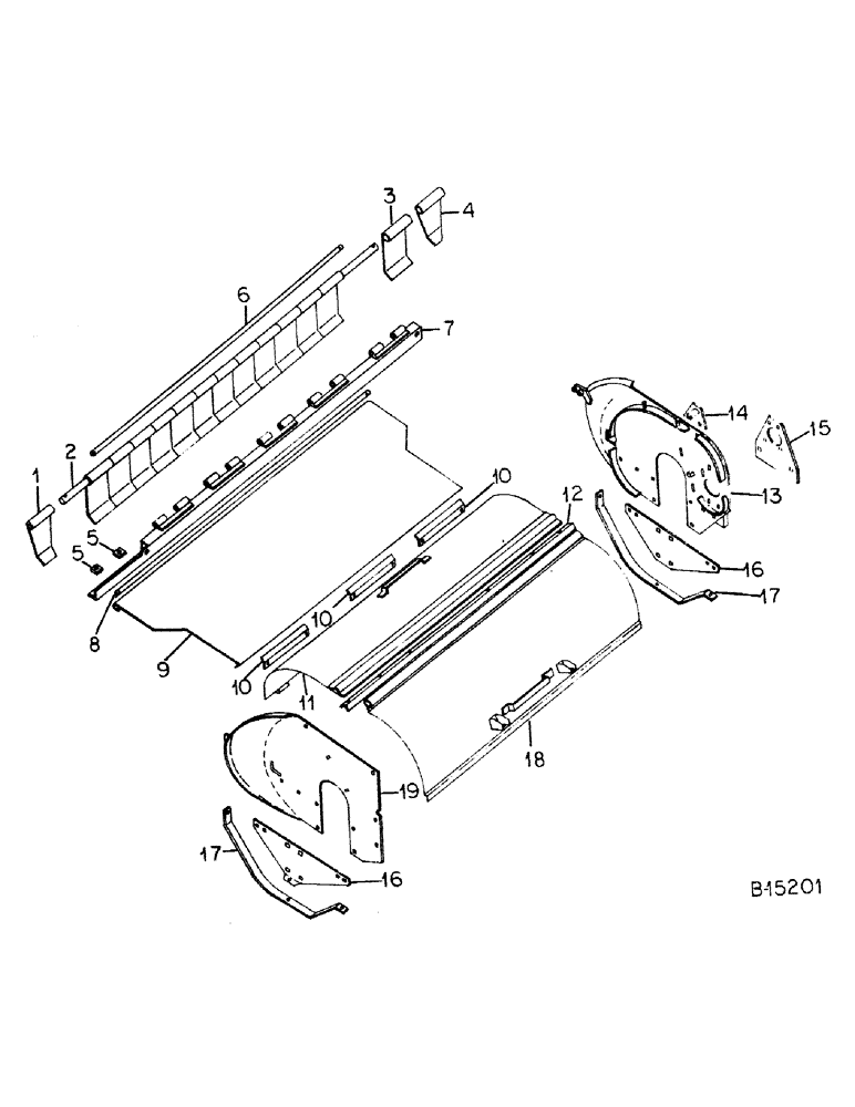 Схема запчастей Case IH 10 - (B-08) - DEFLECTOR CURTAIN, ROTOR SIDES, TOP, AUGER COVER, SHEAR ANGLE AND FRONT SHEET 