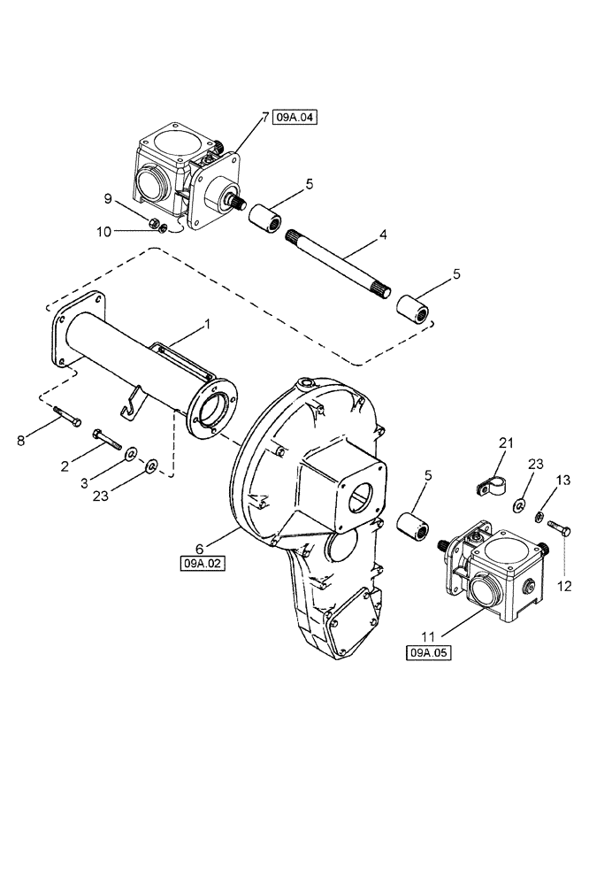 Схема запчастей Case IH 420 - (09A-03) - DRUM DRIVE - GEARBOX COUPLERS AND SUPPORT (13) - PICKING SYSTEM