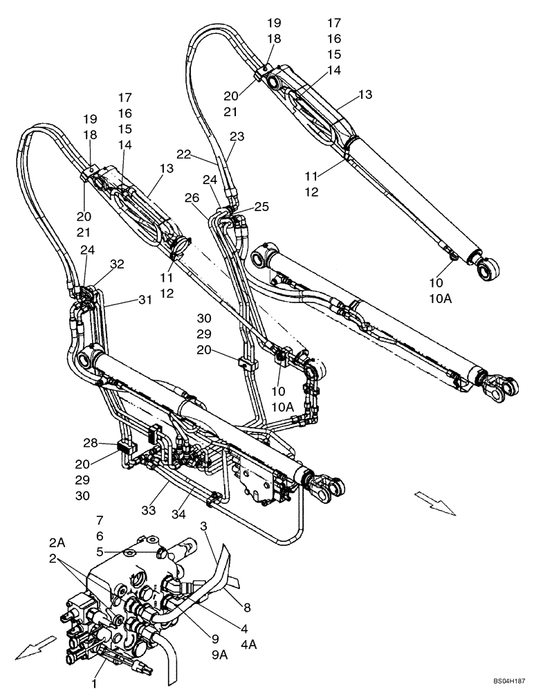 Схема запчастей Case IH 450 - (08-02) - HYDRAULICS - LOADER BUCKET (450 WITH SPLIT PUMP CONFIGURATION) (08) - HYDRAULICS