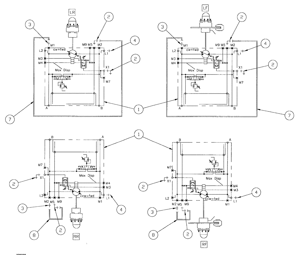 Схема запчастей Case IH SPX4260 - (159) - WHEEL MOTOR GROUP (29) - HYDROSTATIC DRIVE