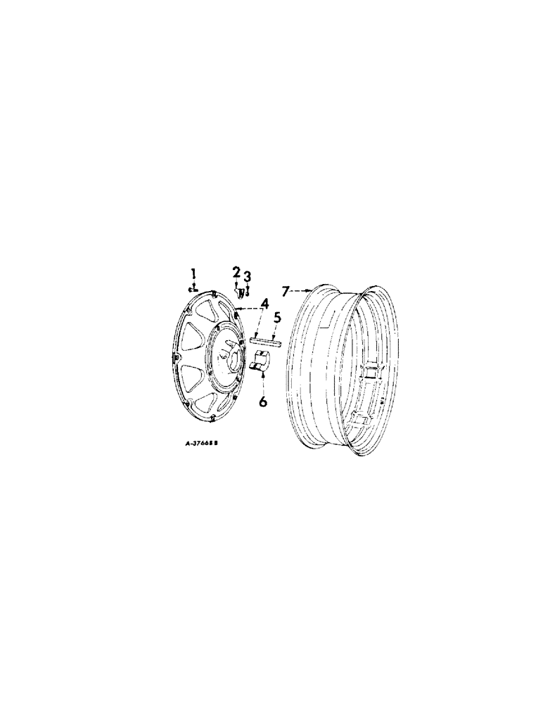 Схема запчастей Case IH 340 - (185[A]) - WHEELS, REAR WHEELS, FARMALL 340 SERIES (11) - WHEELS