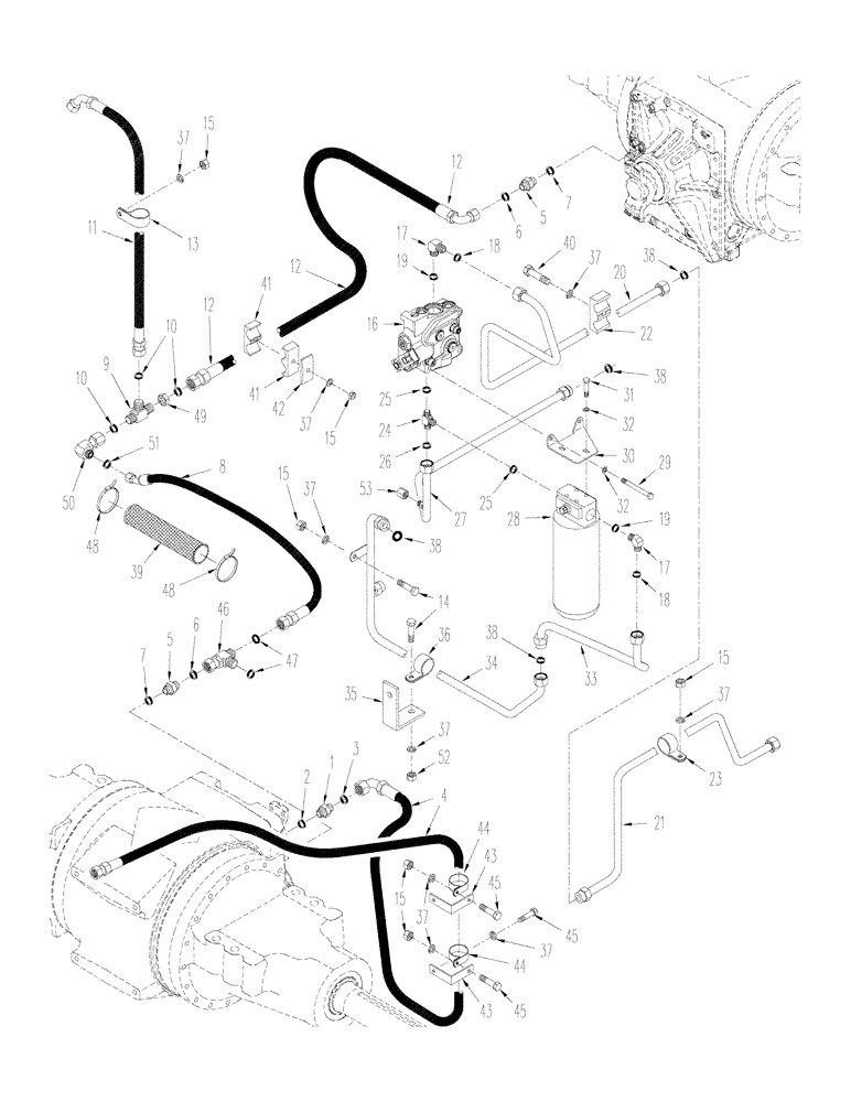 Схема запчастей Case IH STX325 - (08-07) - AXLE HYDRAULICS - LUBRICATION AND COOLING CIRCUIT, WITHOUT ACCUSTEER (08) - HYDRAULICS