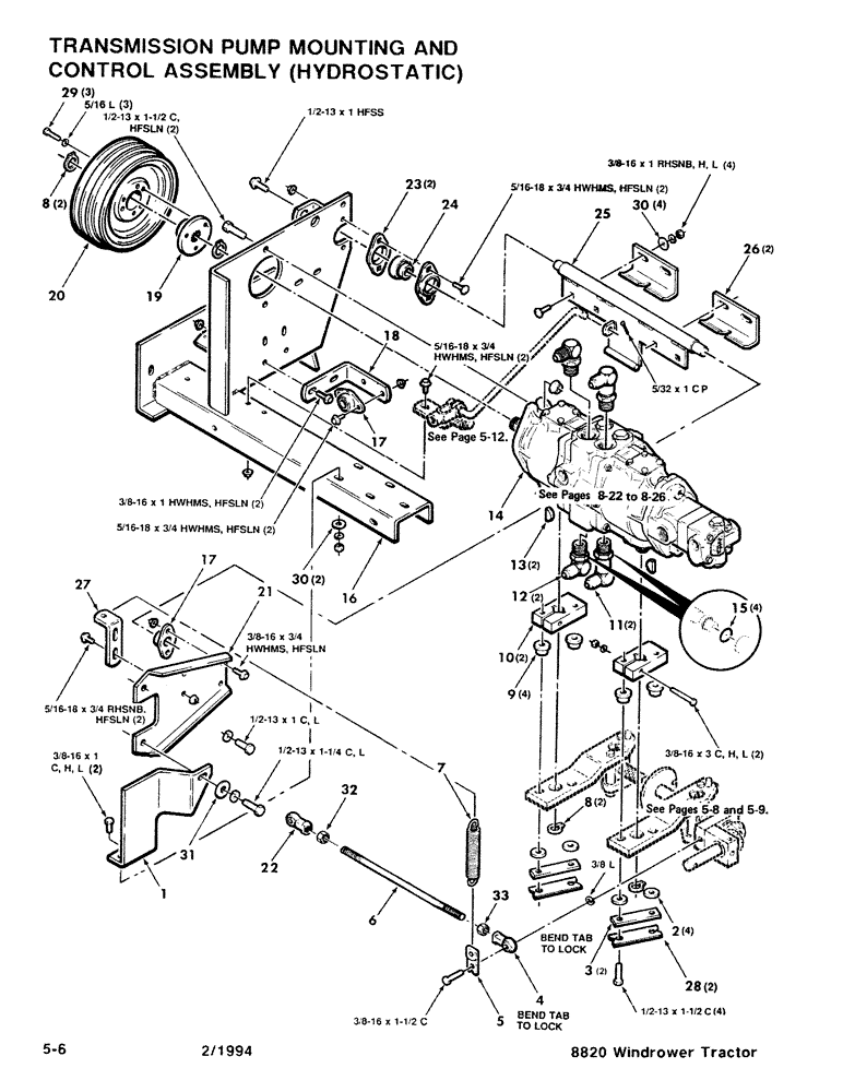 Схема запчастей Case IH 8820 - (5-06) - TRANSMISSION PUMP MOUNTING AND CONTROL ASSEMBLY, HYDROSTATIC (05) - STEERING