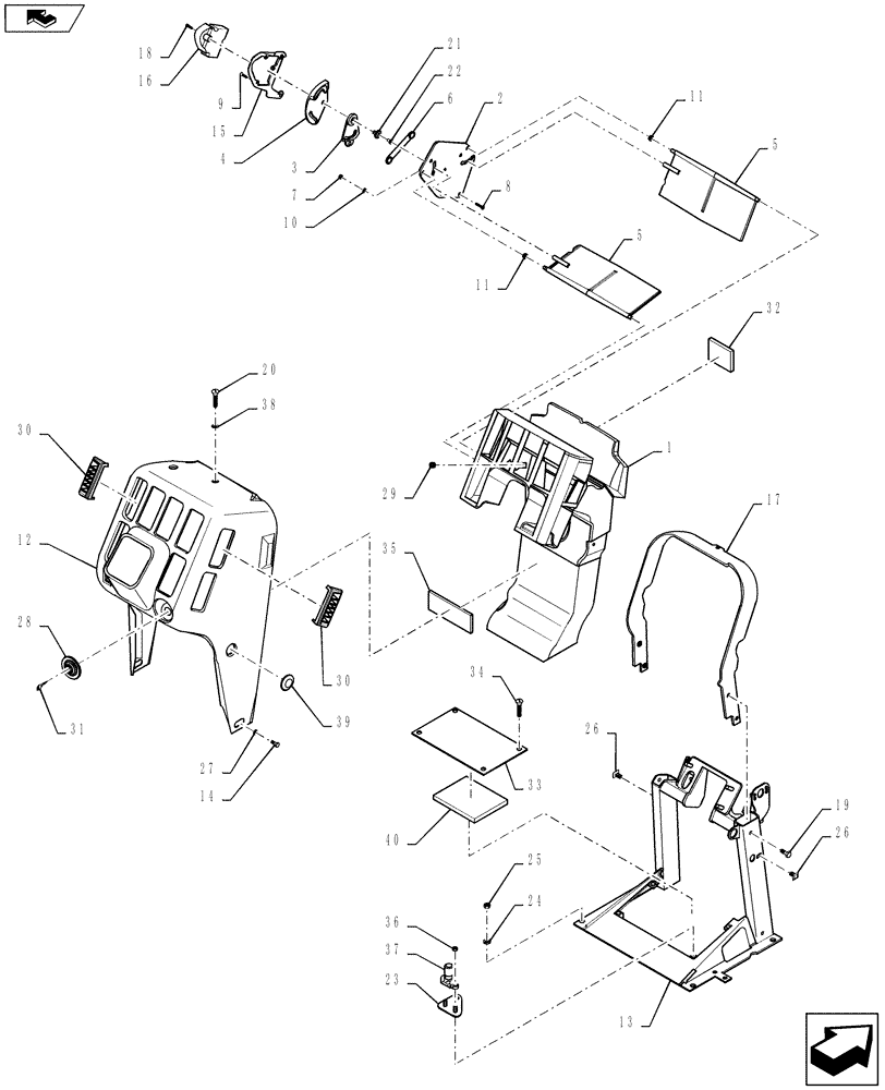 Схема запчастей Case IH STEIGER 400 - (55.512.03[01]) - DASHBOARD ASSY. WITH DECEL SWITCH (55) - ELECTRICAL SYSTEMS