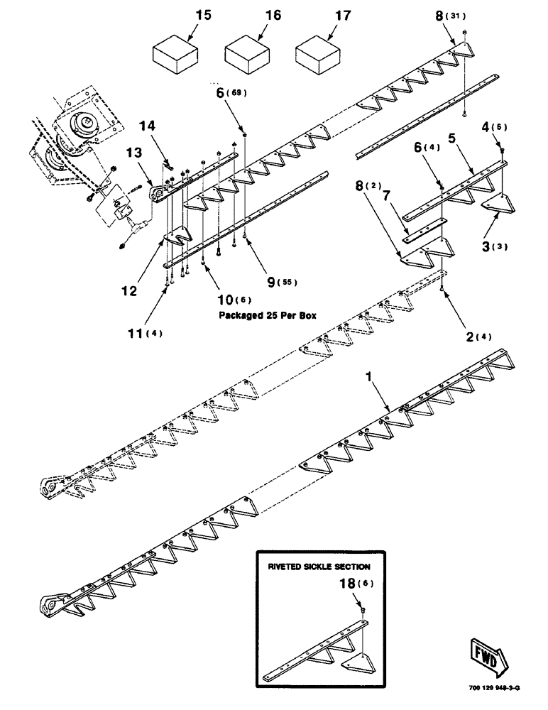 Схема запчастей Case IH 8820 - (5-10) - SICKLE ASSEMBLY, RIGHT, 18 FOOT ONLY (58) - ATTACHMENTS/HEADERS