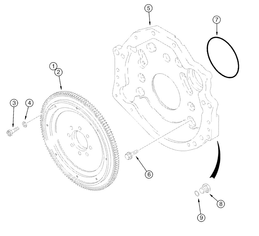 Схема запчастей Case IH 2388 - (02-29) - FLYWHEEL AND BACKING PLATE (01) - ENGINE