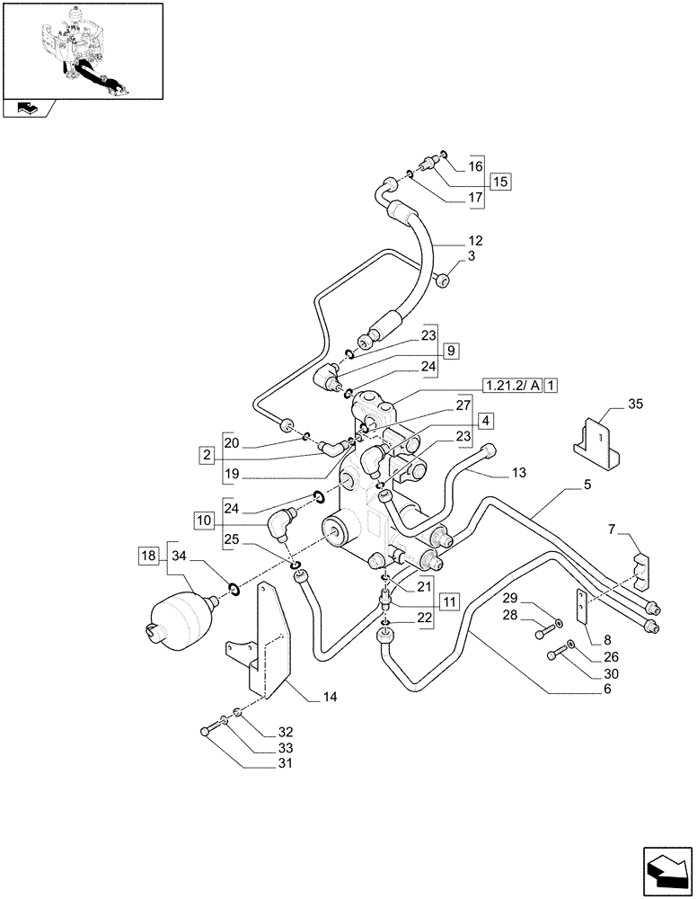 Схема запчастей Case IH MAXXUM 120 - (1.21.2[01]) - (CL.3) SUSPENDED FRONT AXLE - SUSPENSION CONTROL VALVE AND PIPES (VAR.330414-330427) (03) - TRANSMISSION