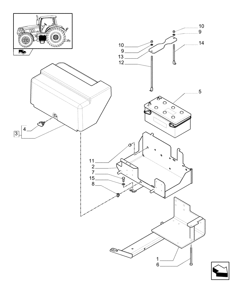 Схема запчастей Case IH MAXXUM 110 - (1.74.2[01]) - BATTERY, COVERS AND RELATED SUPPORTS - C6725 (06) - ELECTRICAL SYSTEMS