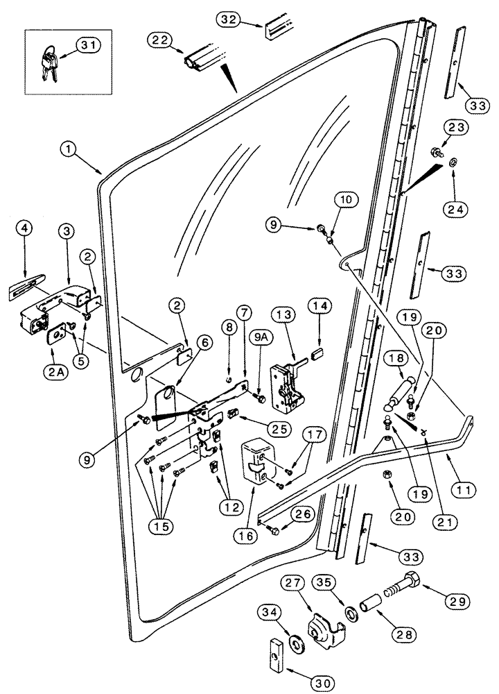 Схема запчастей Case IH CPX620 - (09E-02) - CAB DOOR ASSY, LEFT HAND (10) - CAB & AIR CONDITIONING