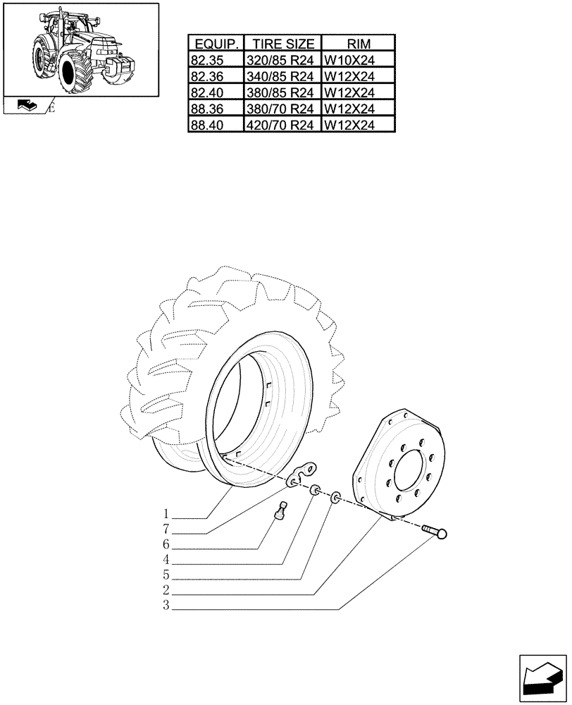 Схема запчастей Case IH MAXXUM 110 - (82.00[07]) - FRONT WHEELS (11) - WHEELS/TRACKS