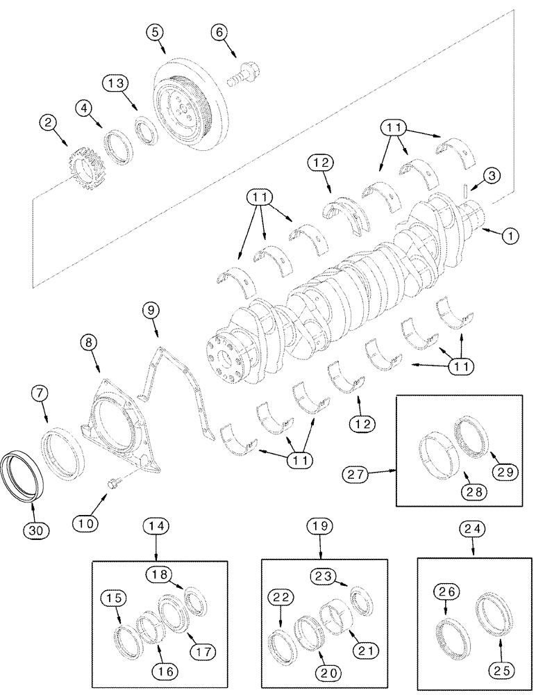 Схема запчастей Case IH CPX620 - (02-33) - CRANKSHAFT - BSN Y6T011701 (01) - ENGINE