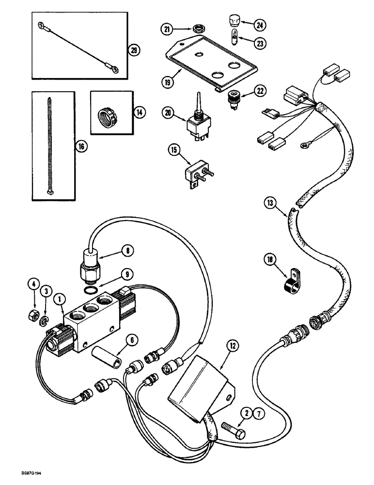 Схема запчастей Case IH 900 - (4-32) - AUTOMATIC SELECTOR VALVE SYSTEM,ALL CYCLO AIR SEMI-MOUNTED EXCEPT 6 ROW NARROW (04) - ELECTRICAL SYSTEMS