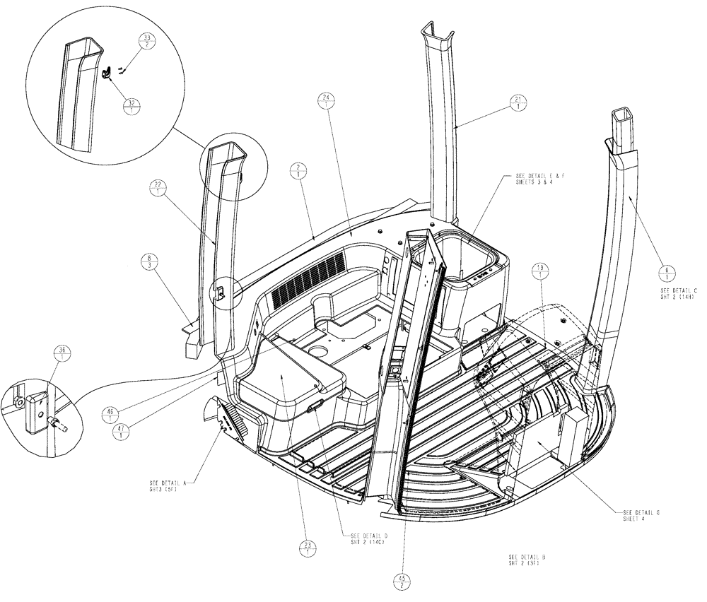 Схема запчастей Case IH SPX4410 - (01-004[01]) - INTERIOR TRIM, DELUXE Cab Interior